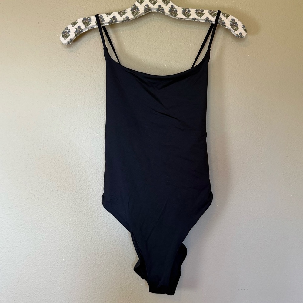 Everlane Classic Black One-Piece Tie Back Swimsuit Size Large - Picture 2 of 6